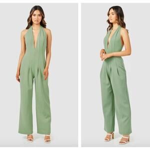 DERMA DEPARTMENT Nikita Halter Jumpsuit Sage Green {3C6}
